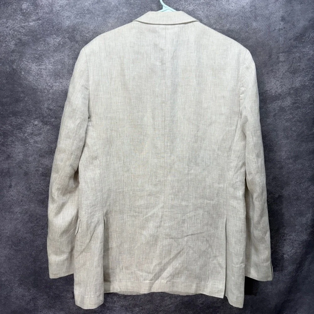 Haspel 100% Linen Beige Sport Coat Blazer Jacket Mens Size 40R Two Button